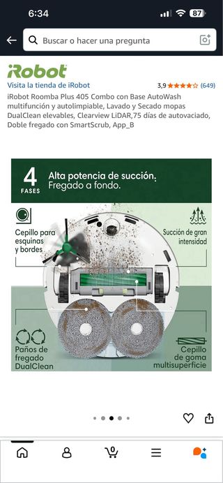 iRobot Roomba Plus 405 Combo Base AutoWash