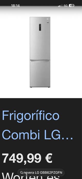 Frigorífico LG GBB62PZGFN Combi