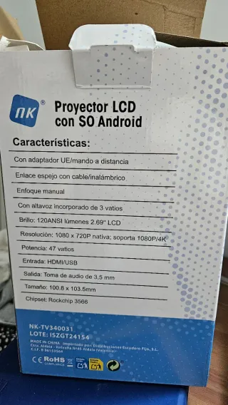 Proyector LCD NK Android Rockchip 3566