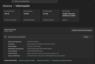 Portátil 14.1 16GB RAM 2TB SSD Intel Celeron N5095