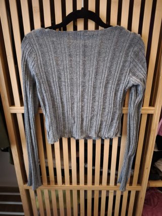 Camiseta corta de canalé gris