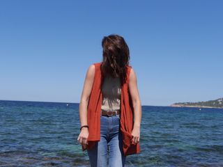 Kimono sin mangas naranja teja