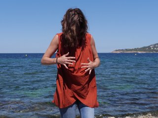 Kimono sin mangas naranja teja