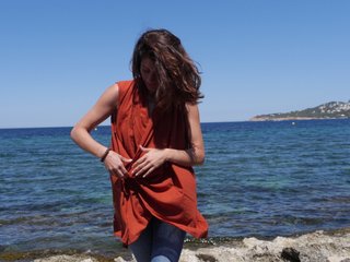 Kimono sin mangas naranja teja