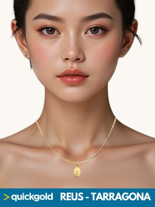 Colgante Oro 18k Medalla Ángel