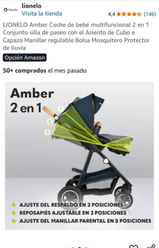 Carrito de bebé LIONELO Amber 2 piezas