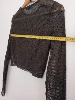 Camiseta rejilla manga larga marrón