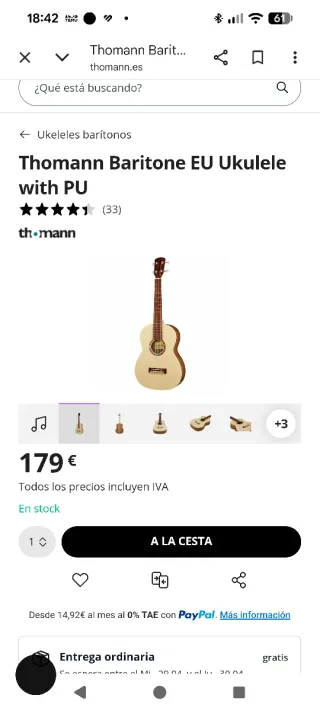 Ukelele Barítono Thoman con PU
