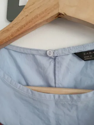 Top Zara Camisa Azul y Rojo
