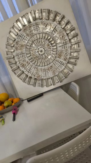 Cuadro Decorativo Circular Plata y Blanco