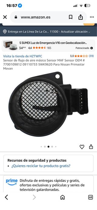 Caudalímetro de aire