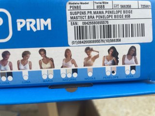 Sujetador de suspensión blanco negro y beis