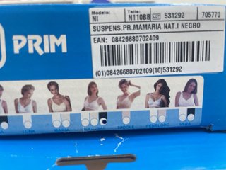 Sujetador de suspensión blanco negro y beis