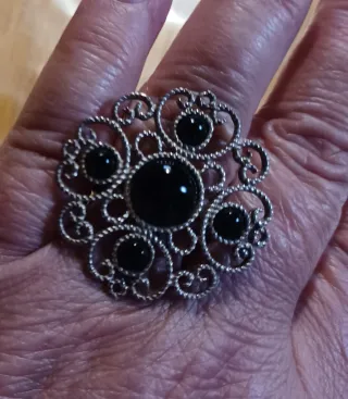 Anillo Plata y Azabache Fink