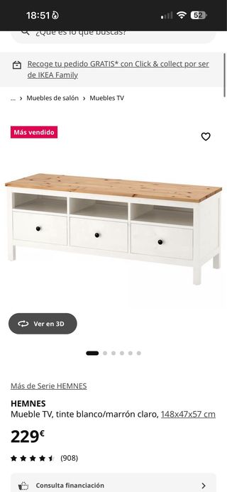 Mueble TV madera grande con 3 cajones | resistente