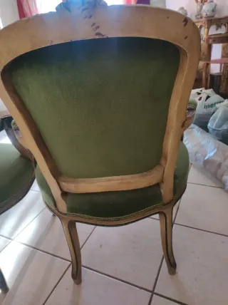Coppia Poltroncine Luigi XV velluto verde