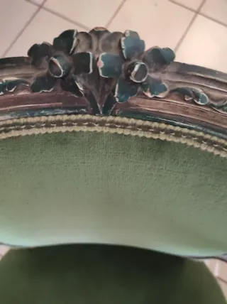 Coppia Poltroncine Luigi XV velluto verde