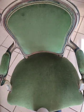 Coppia Poltroncine Luigi XV velluto verde