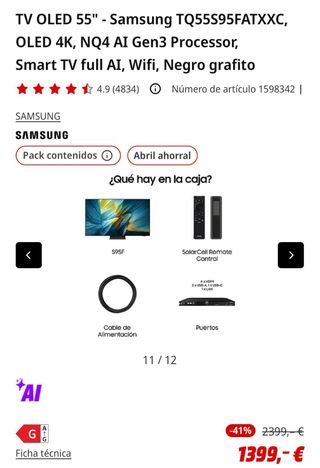 TV Samsung OLED 55 TQ55S95FATXXC