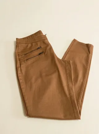 Pantalones Leggins Camel con Cremalleras