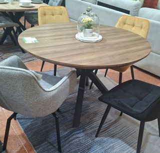 Mesa Comedor Redonda 120cm Madera y Metal