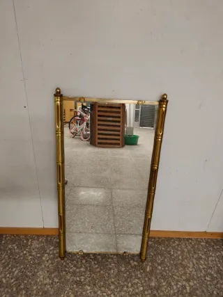 Espejo Marco Dorado Estilo Bambú