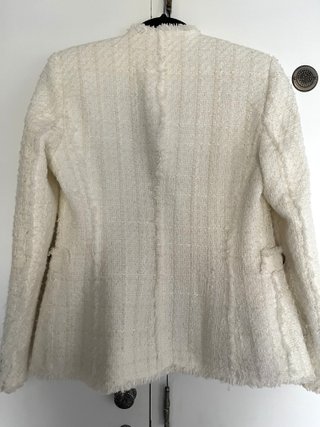Blazer Tweed Zara Blanco - Botones Dorados