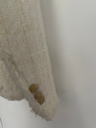Blazer Tweed Zara Blanco - Botones Dorados