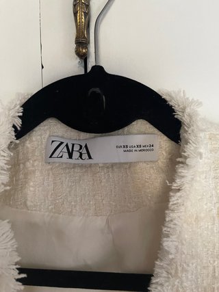 Blazer Tweed Zara Blanco - Botones Dorados