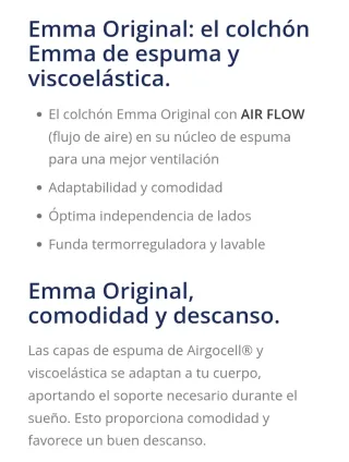 EMMA ORIGINAL HYBRID 160X200 Sin estrenar