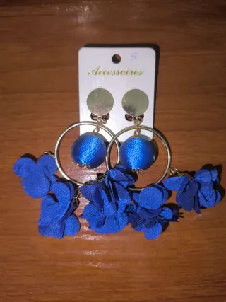 Pendientes flamenca azules y dorados
