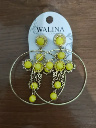 Pendientes flamenca WALINA dorados y amarillos