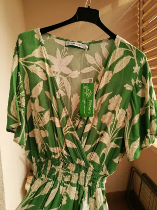 Vestido Verano Mujer Verde Estampado