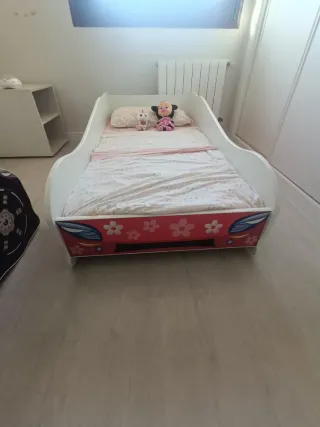 Cama Coche Rosa Niña + Colchón