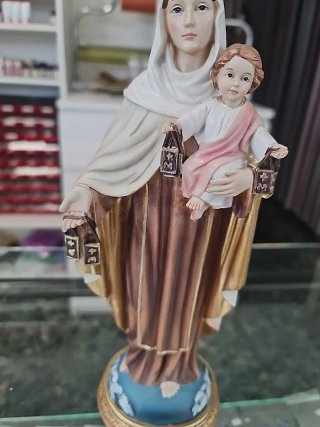 Virgen del Carmen con Niño y Faroles 30 cm