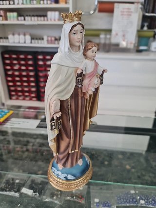 Virgen del Carmen con Niño y Faroles 30 cm