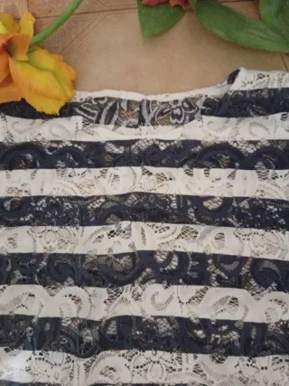 Jersey encaje rayas azul y blanco talla única