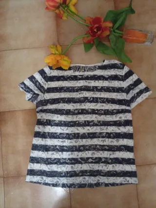 Jersey encaje rayas azul y blanco talla única
