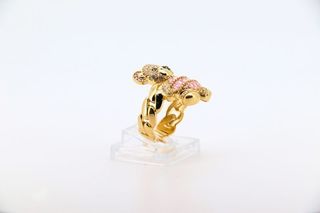 Anillo Oso con Circonitas Rosas y Blancas