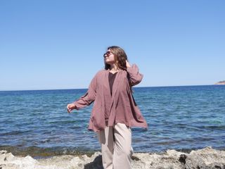 Kimono marrón rosado