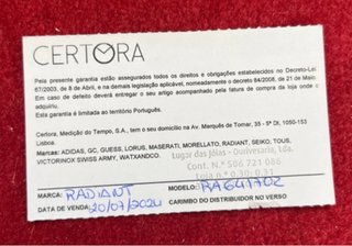 Caixa Relógio Radiant + Garantia