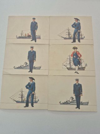 6 Postais Uniformes Portugueses Marinha