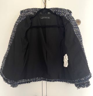 Blazer Tweed Zara NUEVO - Hilos Plateados Metaliz