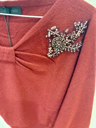 Jersey Zara Rojo Adornado Talla Única