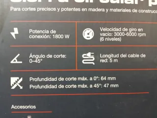 1800W Sierra Circular Parkside PPHKS1800