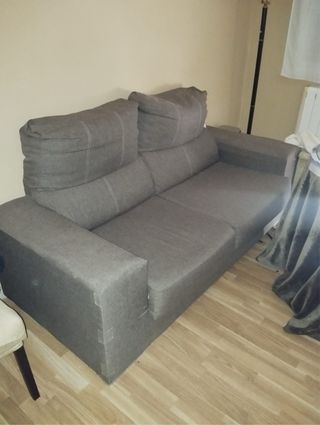 Sofá 3 plazas gris tela