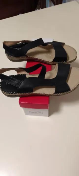 Sandalias T 39 Negro/Beige