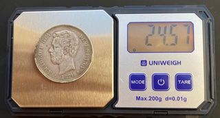 2 Monedas Plata 5 Pesetas del centenario Amadeo I