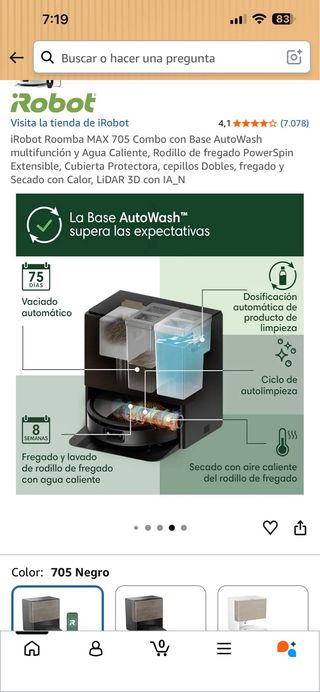 iRobot Roomba MAX 705 Combo con Base AutoWash