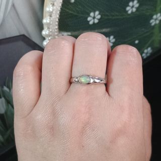Anillo Plata Ópalo Blanco Natural